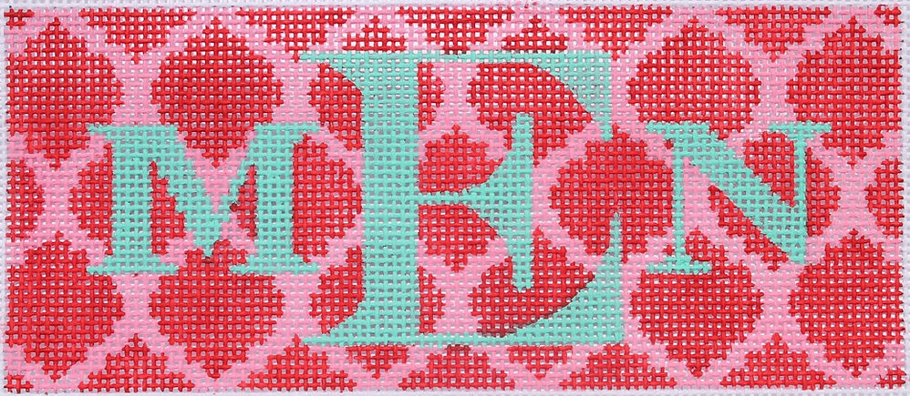 Lee’s Jewelry Box/Wallet Insert – Quatrefoils – Red On Hot Pink w/ Turquoise Monogram (Specify Monogram Or Blank) INSLJW-37