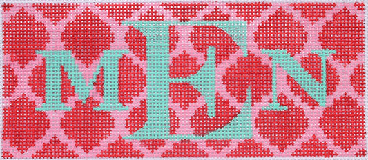 Lee’s Jewelry Box/Wallet Insert – Quatrefoils – Red On Hot Pink w/ Turquoise Monogram (Specify Monogram Or Blank) INSLJW-37