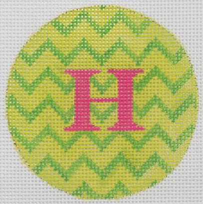 Bright Disk Letter – Lime & Kelly Green Zigzag, Hot Pink Letter (Specify Letter Or Blank) ALB-68