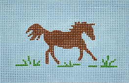 Planet Earth Passport Cover Insert – Trotting Horse – Brown On Sky w/ Grass Green INSPPP-34