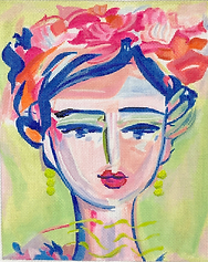 Portrait – Blue & Pink Lady w/ Pink Flowers MD-PL-19