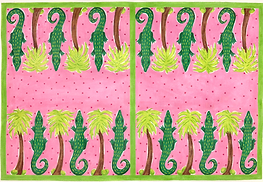 Backgammon Board Canvas – Lilly-Inspired Gators & Palms – Bright Pinks & Greens BGB-04