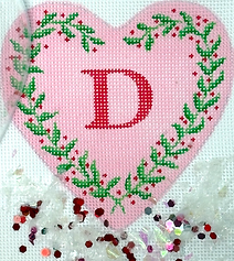 Heart Mini w/ Clear Dome Cover & Confetti – Heart Vine & Berries On Pink w/ Monogram Space     XMD-20