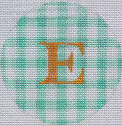 Bright Disk Letter – Turquoise Gingham, Tangerine Letter (Specify Letter Or Blank) ALB-11