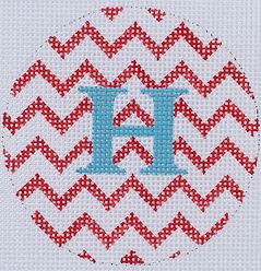 Bright Disk Letter – Red & White Zigzag, Bright Blue Letter (Specify Letter Or Blank) ALB-37