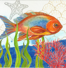 Oceana Fish w/ Coral, Seaweed, Shells & Starfish SER-PL-08
