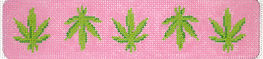 Cuff/Bookmark – Weed Leaves – Bright Pink With Green Leaves CU-422
