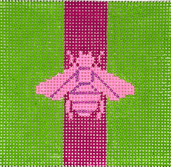 3” Square Insert – Gucci Bee In Mod Colors – Hot Pink w/ Raspberry Stripe On Green INSSQ3-69