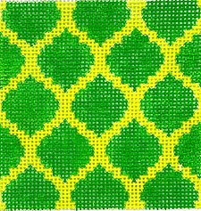 3” Square Insert – Quatrefoils – Emerald On Lime (Specify Letter Or Blank) INSSQ3-16