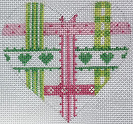 Mini Heart – Woven Ribbons – Pinks & Greens OM-11