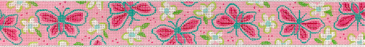 Belt – Lilly-Inspired Butterflies & Flowers – Hot Pinks, Turquoise & Limes On Medium Pink BL-53