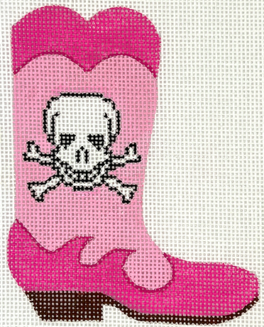 Mini Cowgirl Boot – Scull & Crossbones – On Pinks OM-393