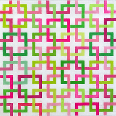 Interlocking Squares – Pinks & Greens On White PL-443