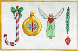 Joy! w/ Candy Cane, Bauble Ornament, Kitty Angel, Pine Sprig & Lightbulb WR-PL-02