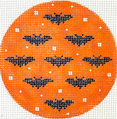 Halloween Mini – Sparkly Bats On Dotted Orange Background OM-407