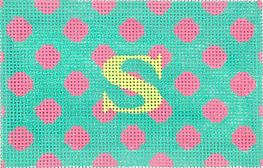 Planet Earth Passport Cover Insert – Polka Dots – Bright Pink On Turquoise w/ Light Lime Letter (Specify Letter Or Blank) INSPPP-31