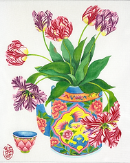 Tulips In A Peranakan Teapot w/ Cup GM-PL-08