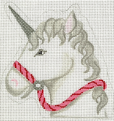 Christmas Ornament – Unicorn Candy Cane Holder – White, Pinks & Red XM-195