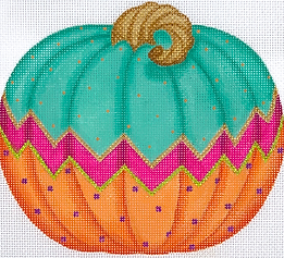 Funky Punkin Stand-Up #1 – Turquoise Top, Fuchsia Zigzag, Orange Bottom SST-256