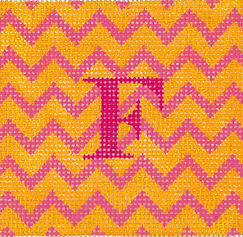 3” Square Insert – Zigzag – Tangerine & Pink w/ Magenta Letter (Specify Letter/ Blank) INSSQ3-45