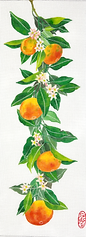 Hanging Oranges With Leaves & Orange Blossoms GM-PL-07