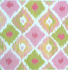 Ikat Diamonds w/ Four Hearts – Pinks & Greens w/ Sun Yellow PL-134