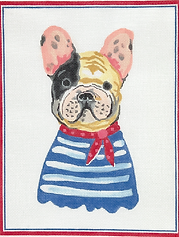 French Bulldog In Blue Striped Shirt w/ Red Neckerchief CG-PL-22