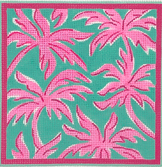 Lilly Letter – Palms – Hot Pinks On Turquoise w/ Bright Lime Letter (Specify Letter Or Blank) ALL-11
