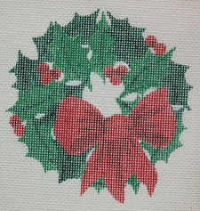 Christmas Ornament – Holly Wreath w/ Red Bow XM-59