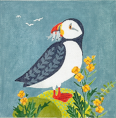 Puffin w/ Fish & Buttercups KH-PL-33