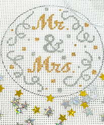 3” Round w/ Clear Dome & Confetti – “Mr. & Mrs.” w/ Confetti OMD-42