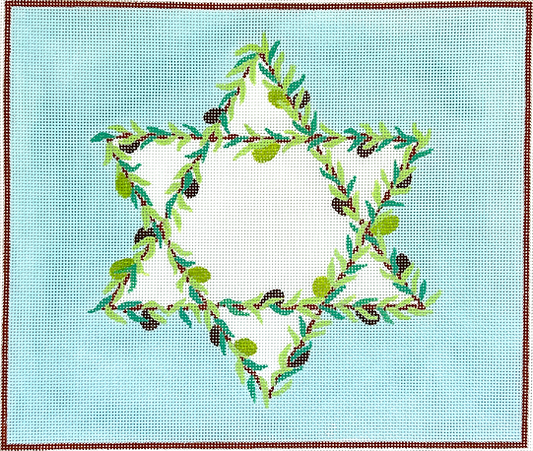 Tallis Bag – Olive Branches Star Of David – On Light Sky Blue TAL-07