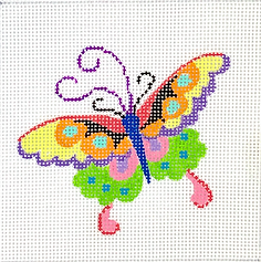 4” Square Insert – Chinese Butterfly – Pinks, Greens, Blues, Lavenders & Black INSSQ4-49