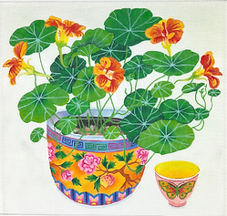 Nasturtiums In Peranakan Bowl w/ Teacup GM-PL-09