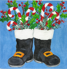 Santa’S Boots w/ Candy Canes & Greenery SER-PL-13