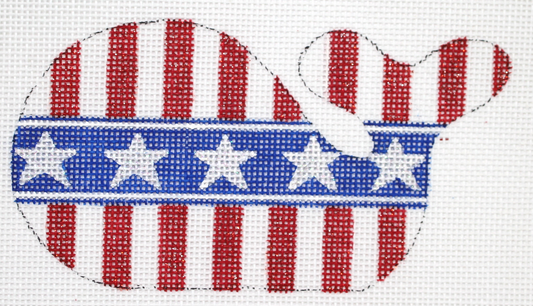 Mini Whale – Patriotic Red & White Stripes w/ Starred Blue Stripe OM-230