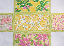 Brick – Lilly-Inspired Lattice Patchwork – Yellows, Pinks, Corals & Greens BR-26