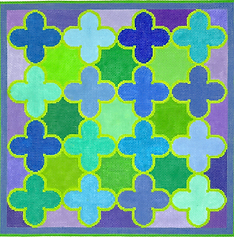 Moroccan Tiles – Quatrefoils In Blues, Greens, Turquoise & Lavender PL-09