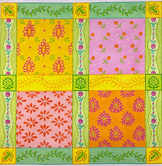 French Tablecloth Patchwork – Pinks, Greens, Oranges & Yellows PL-588