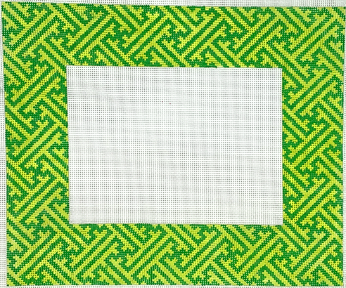 Frame – Chinoiserie Lattice w/ Monogram Or Blank – Kelly Green On Lime w/ Hot Pink Letter FR-70