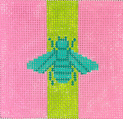 3” Square Insert – Gucci Bee In Mod Colors – Turquoise w/ Lime Stripe On Pink INSSQ3-67