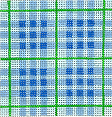 3” Square Insert – Madras Plaid – Light Blues & Emerald (Specify Letter Or Blank) INSSQ3-19