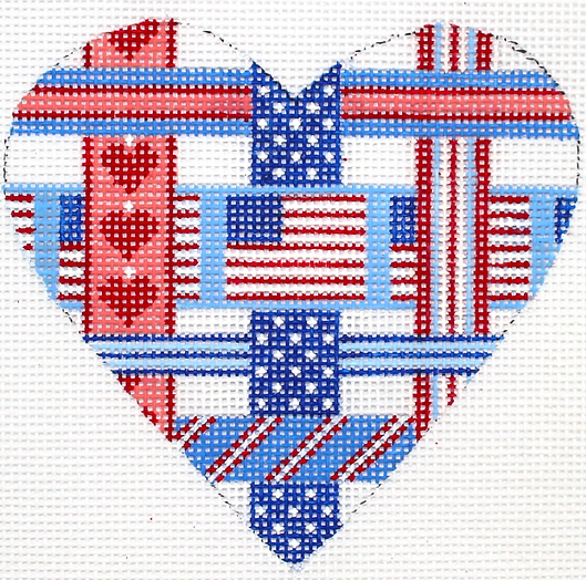 Mini Heart – Patriotic Woven Ribbons – Red, White & Blue OM-227