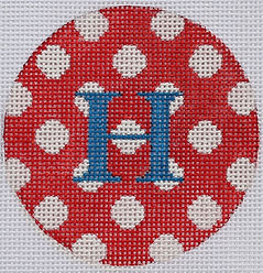 Bright Disk Letter – Red w/ White Polka Dots, Marine Blue Letter (Specify Letter Or Blank) ALB-40