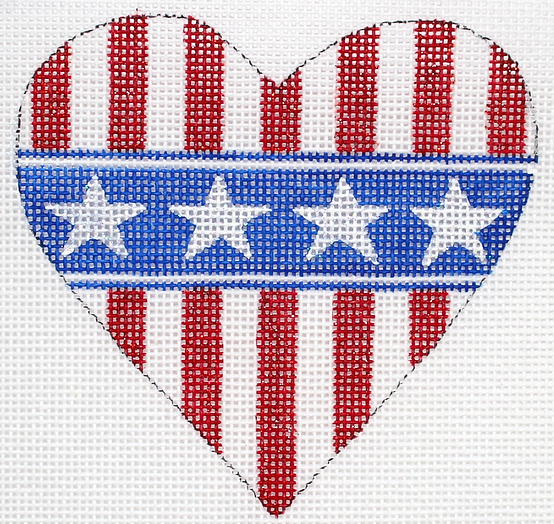 Mini Heart – Patriotic Red & White Stripes w/ Starred Blue Stripe OM-229
