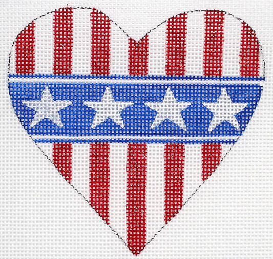 Mini Heart – Patriotic Red & White Stripes w/ Starred Blue Stripe OM-229
