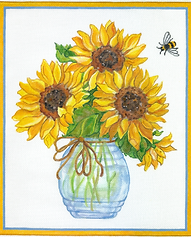 Sunflowers In Glass Vase w/ Bee SER-PL-17
