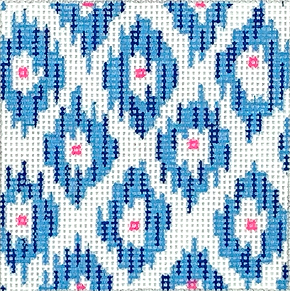 3” Square Insert – Ikat – Blue Diamonds With Pink Dot Centers INSSQ3-28