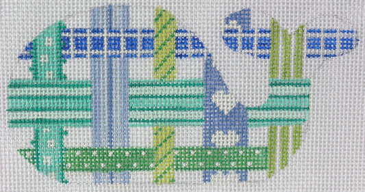 Mini Whale – Woven Ribbons – Bright Blues & Greens OM-41