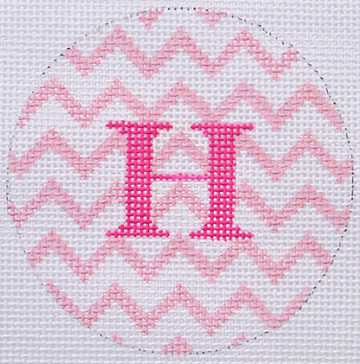 Bright Disk Letter – Pink & White Zigzag w/ Lime Letter (Specify Letter Or Blank) ALB-73